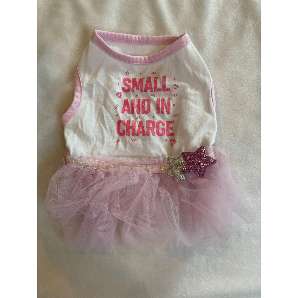 Coco Lane Couture Pink Small and in Charge Dog Tutu Dress Glitter Stars Pet S